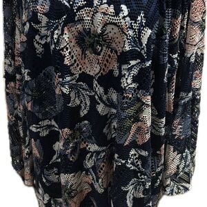 Westport Navy and Pink Floral Long Sleeve Dress 3x